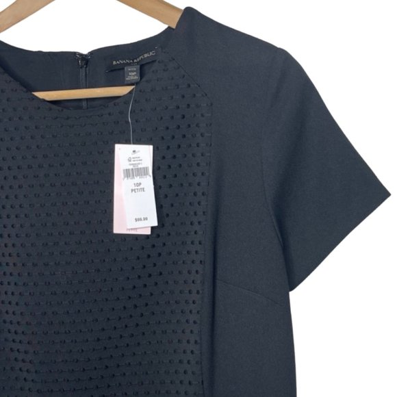 BANANA REPUBLIC | NWT Sophisticated Black Dress with Polka Dots | Size 10P - Picture 3 of 11